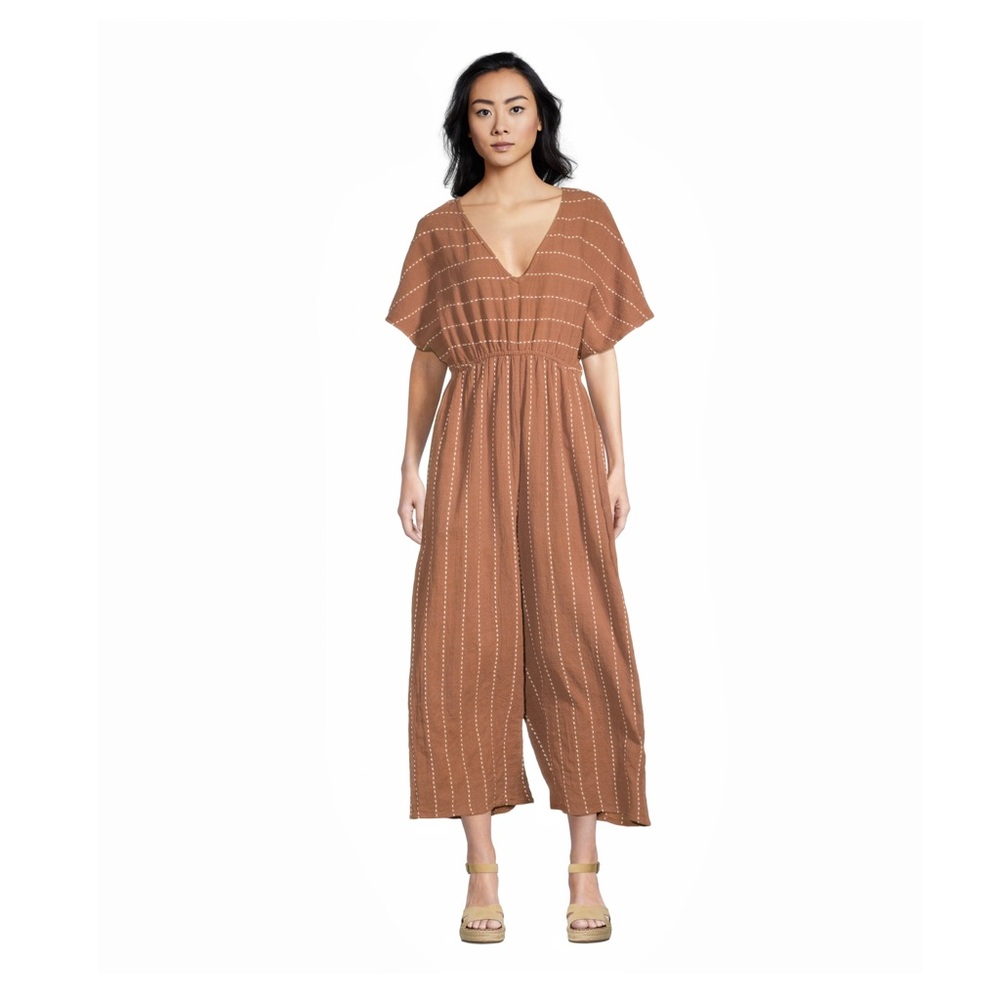 Women’s Cost Plus World Market Brown Short-Sleeve Midi Romper Misha Terracotta
